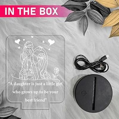 Daughter Gift from Mom | Quote Engraved Night Lamp  Birthday Gift for Daughter   Automatic Color Changing Light  Daughters Day Gift
